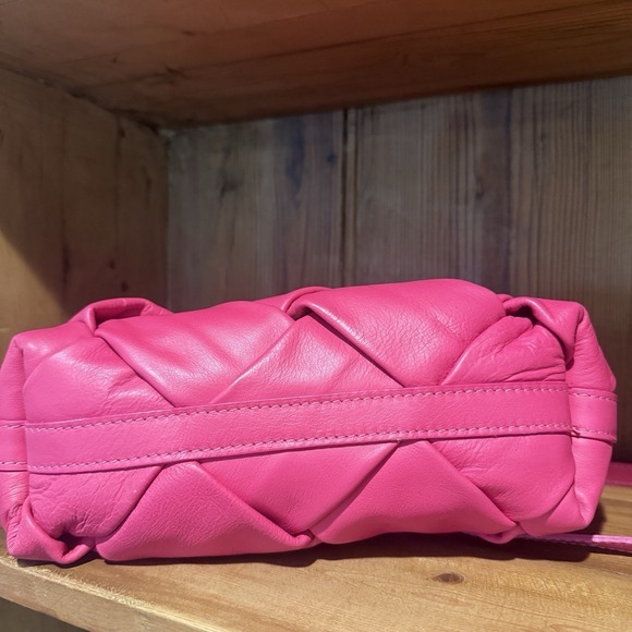 Valentina Fiore Italian Leather Magenta Woven Hand Shoulder‎ Bag Purse Handmade - Picture 6 of 10